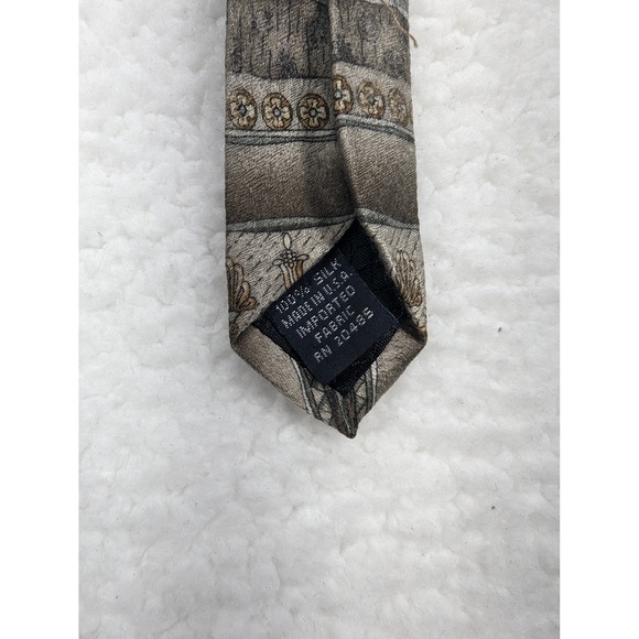 Stafford 100% Silk Necktie Brown Beige Patterned Men's Business Formal - Picture 5 of 6